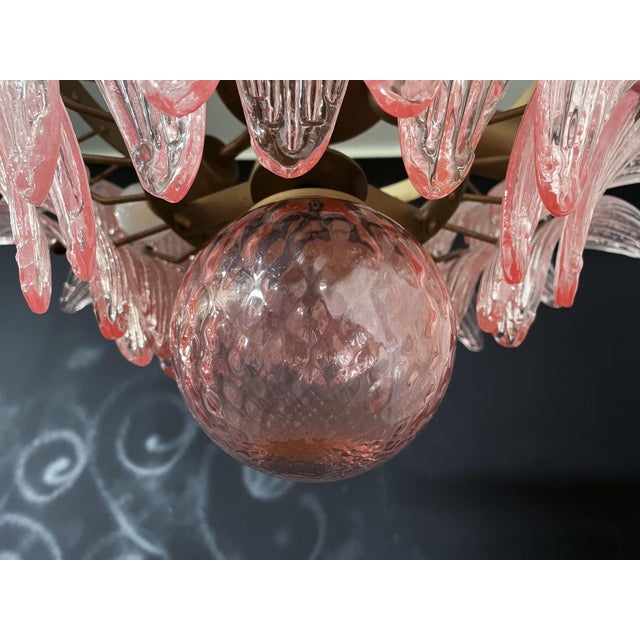 Murano Chandelier with Pink Palmette Glasses, 1990s For Sale - Image 13 of 18