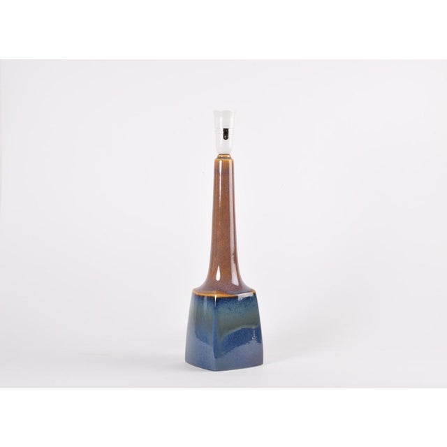 Modern Danish Table Lamp with Blue Brown Glaze from Søholm Stentøj, 1960s For Sale - Image 4 of 12