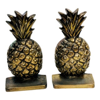Mid 20th Century Brass Pineapple Bookends Set of 2 For Sale