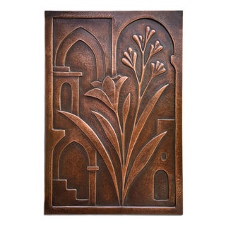 Copper Flower Relief Wall Sculpture For Sale