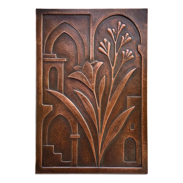 Copper Flower Relief Wall Sculpture For Sale