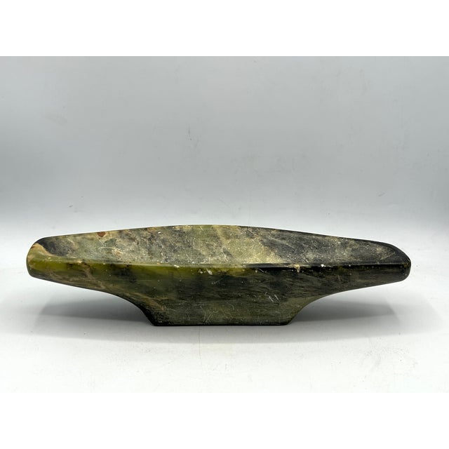 Joosii (Josie) Pisuktie (b.1901) Inuit Serpentine Stone Kudlik | Mid-20th Century, Signed ᔪᓯ E7-404 For Sale - Image 9 of 17