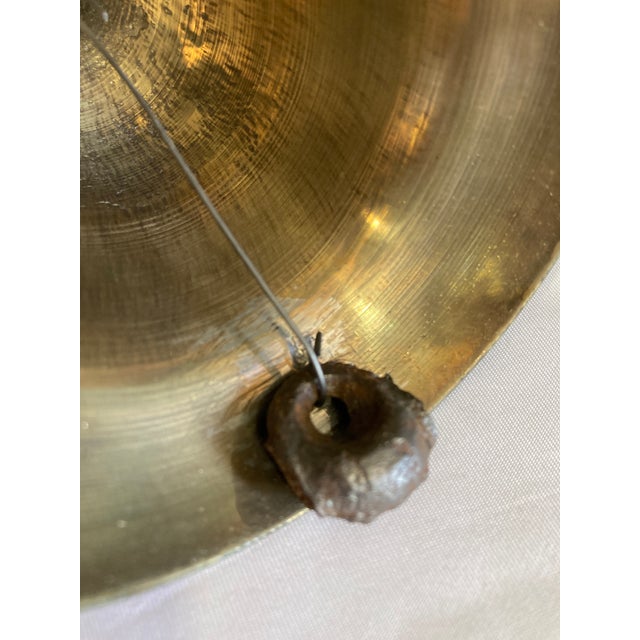 Vintage Etched Brass Bell With Turned Wood Handle For Sale - Image 4 of 8