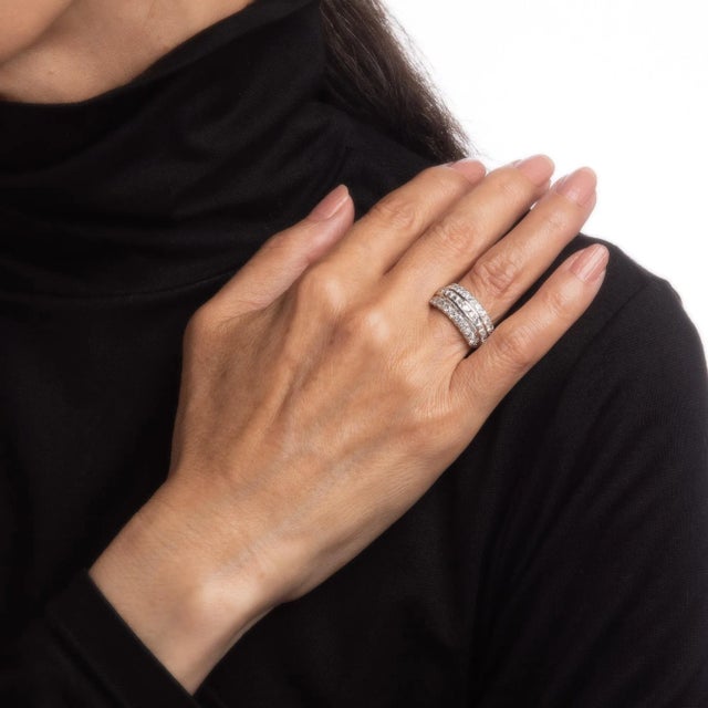 2ct French Cut Diamond Ring Vintage Platinum Band Sz 5.5 Estate Fine Jewelry For Sale In Los Angeles - Image 6 of 7