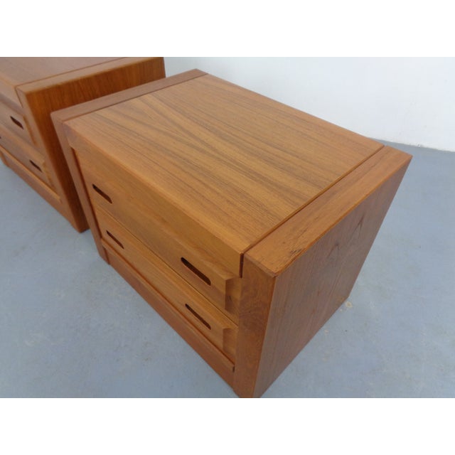 Teak Nightstands Wit Drawers, Denmark, 1960s, Set of 2, Set of 2 For Sale - Image 15 of 18
