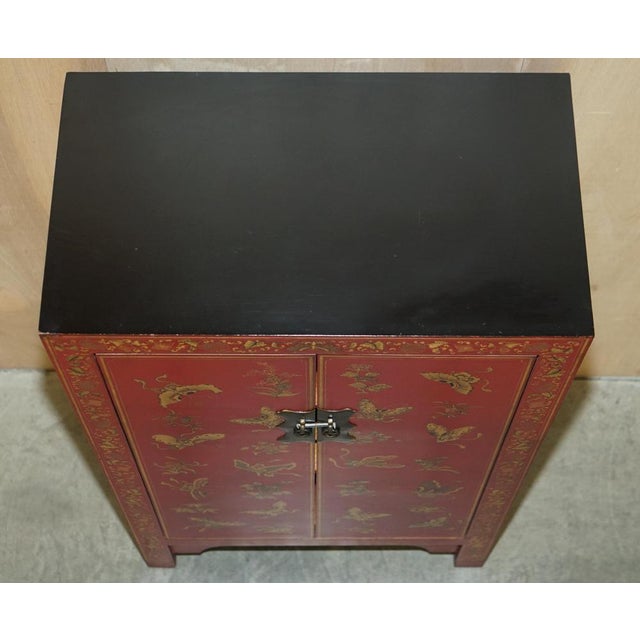 Chinese Butterfly Hand Painted Lacquered Cupboard, 1900s For Sale - Image 13 of 18