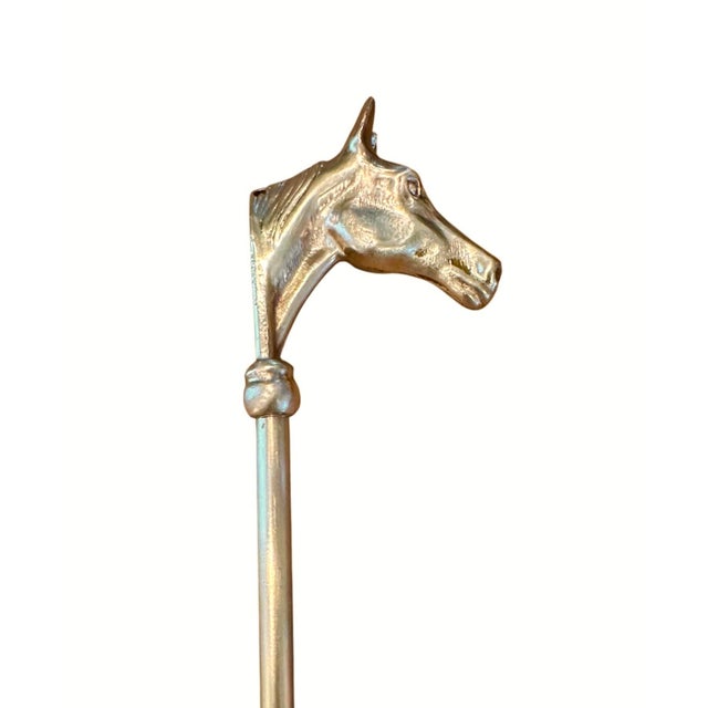 Mid 20th Century Vintage Brass Equestrian Style Horse Head Shoe Horn / Shoehorn For Sale - Image 5 of 6