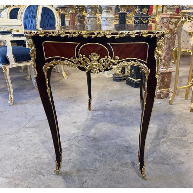 1990s French Rococo Style Writing Desk With Gold Details For Sale - Image 5 of 5