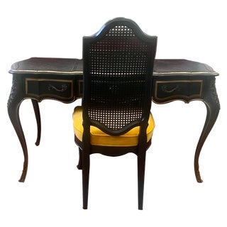 1970s Vintage Regency Drexel Et Cetera Ormolu Writing Desk With Chair - Set of 2 For Sale
