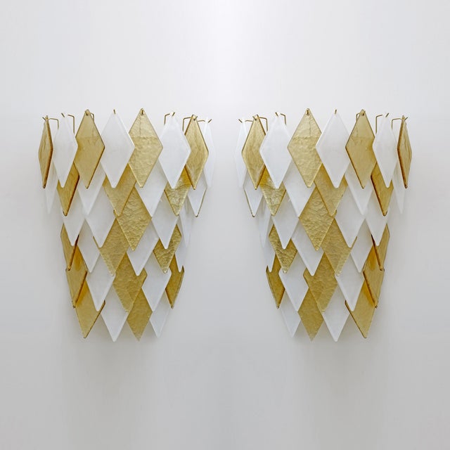 Gold Italian Modern Murano Glass Sconces, 2000, Set of 2 For Sale - Image 8 of 8
