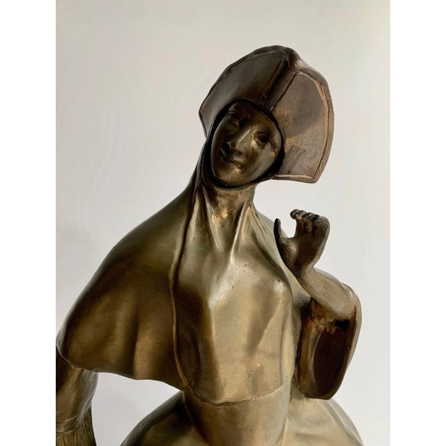Bronze Woman Sculpture Bookend For Sale - Image 4 of 12