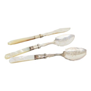 Late 19th CenturySilver-Plate Mother of Pearl Dinnerware - Set of 3 For Sale