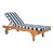 Newport Chaise Lounge Chair with Side Table, Natural/Blue Stripe Cushion For Sale