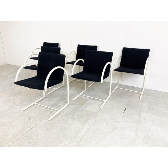 Post modern 'cirkel' dining chairs designed by Karel Boonzaaijer & Pierre Mazairac for Metaform. Made out white lacquered...