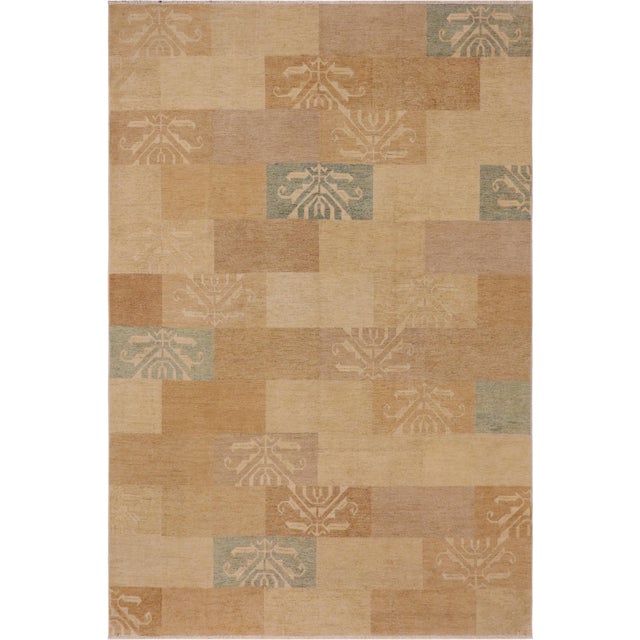 Modern Gabbeh Tan/Blue Wool Rug - 9'11'' X 13'7'' For Sale - Image 10 of 10