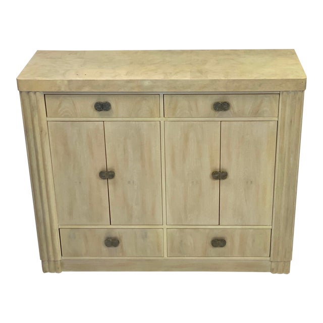 Art Deco Hickory White Pickled Oak Cabinet | Chairish