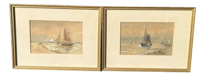 R T Wilding, Marine Scenes, Watercolours, Framed, Set of 2