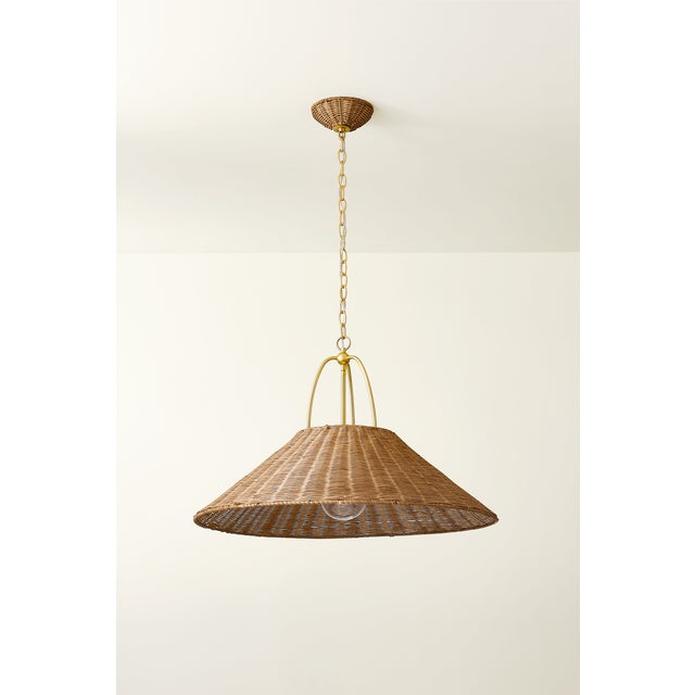 Transitional Mitzi Zoe Feldman Davida Rattan Pendant, Large For Sale - Image 3 of 5