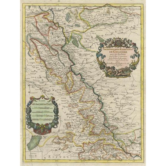 Antique Map of the Archdiocese of Cologne, Germany, 1689 For Sale - Image 6 of 6