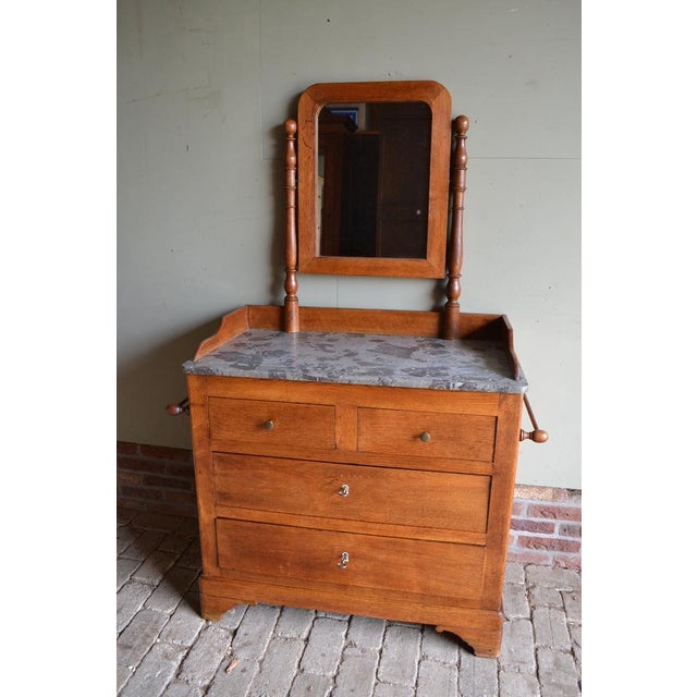 Oak Chest of Drawers with Mirror For Sale - Image 10 of 10