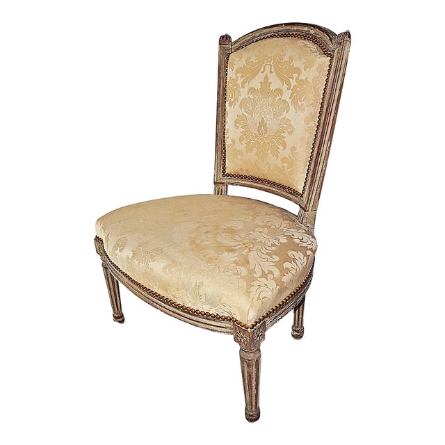 Antique French Painted Louis XVI Style Vanity Chair For Sale