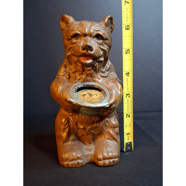 Antique Hubley Cast Iron Bear Honey Pot Still Bank Exceptional Original Paint 30s For Sale - Image 12 of 13