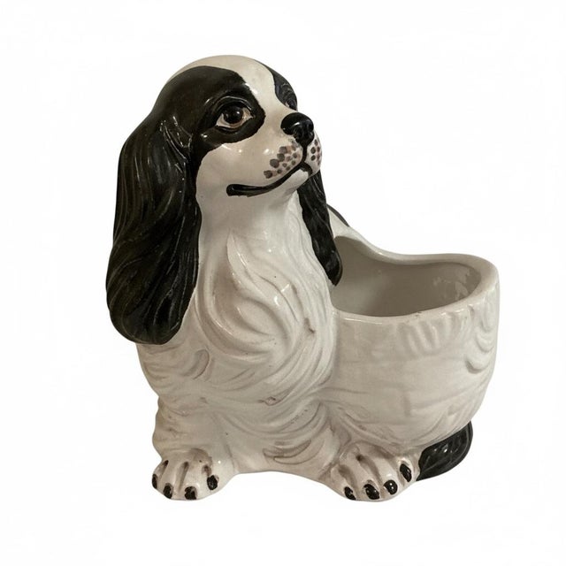 1960s Hollywood Regency Italian Terracotta Spaniel Dog Planter Bowl For Sale - Image 4 of 8