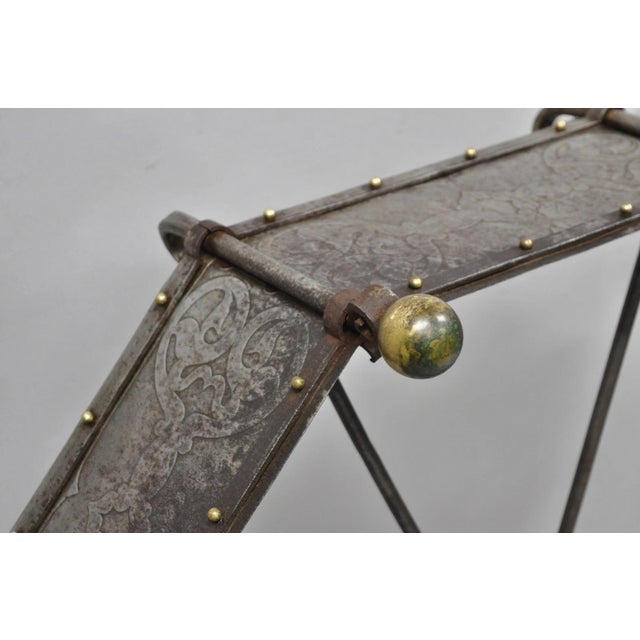 Antique Gothic Spanish Renaissance Steel Brass Octagonal Glass Top Coffee Table For Sale - Image 18 of 18