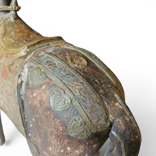 Brass Vintage Anglo-Indian Brass Clad Marwari Horse Sculpture For Sale - Image 8 of 18