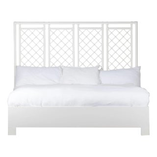 X & Diamond Platform Bed King, White For Sale