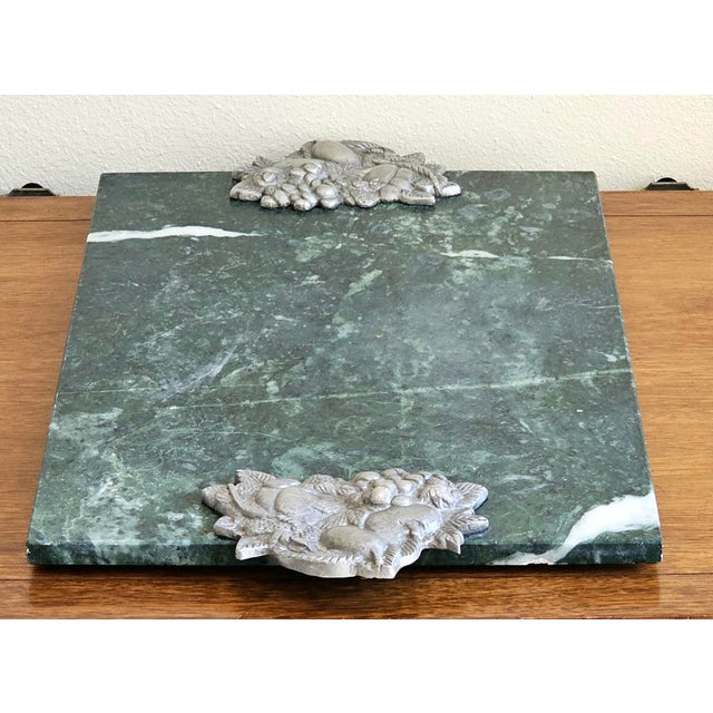Green Vintage Seagull Pewter & Green Marble Charcuterie Board For Sale - Image 8 of 18