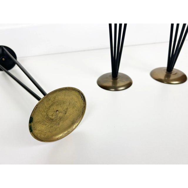 Modernist Black Enameled Metal and Brass Candleholders - Set of 3 For Sale - Image 9 of 10