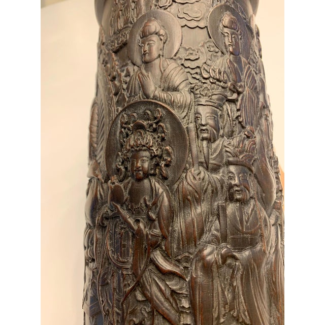Finely Carved Chinese Brush Holder Pot For Sale In Atlanta - Image 6 of 16