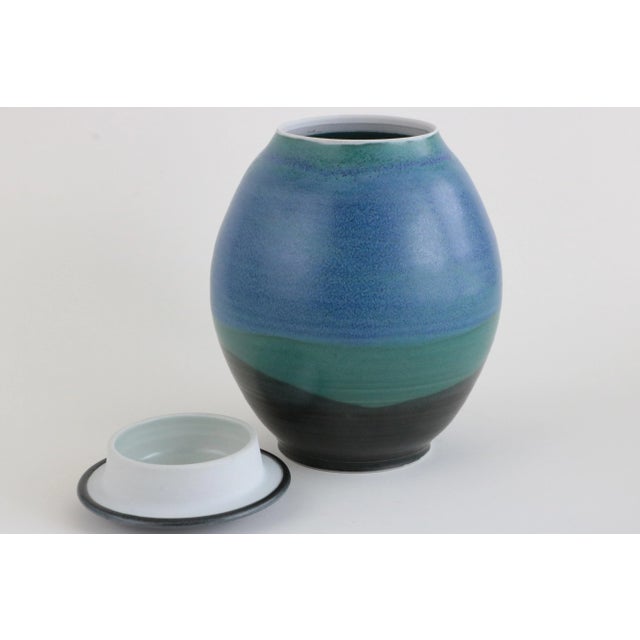 Contemporary Lake Blue Contemporary Porcelain Lidded Jar For Sale - Image 3 of 8