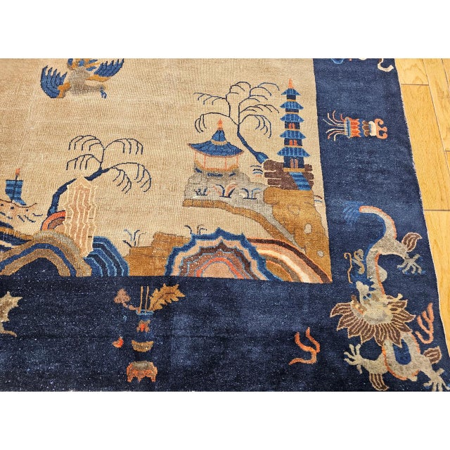 Vintage Chinese Art Deco Rug, Hand-Knotted Wool, Four Dragons Design, 9' x 12' For Sale - Image 17 of 18