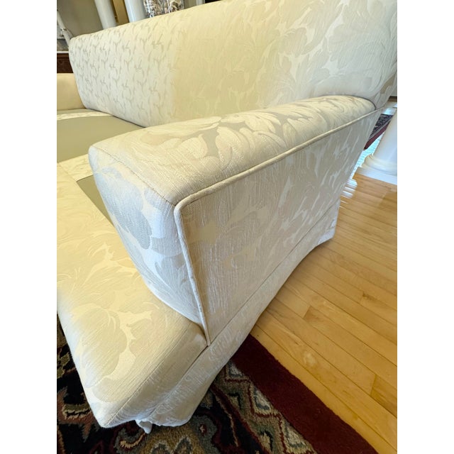 1960s Grand Scale Formal Sofa Hollywood Regency Damask Fabric For Sale - Image 4 of 12