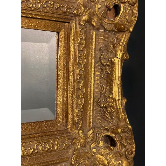 Wood 19th Century Italian Baroque Revival Beveled Mirror in a Deep Giltwood Frame For Sale - Image 7 of 17