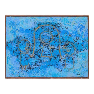 Al Robi Figural Abstraction Mixed Media on Canvas For Sale