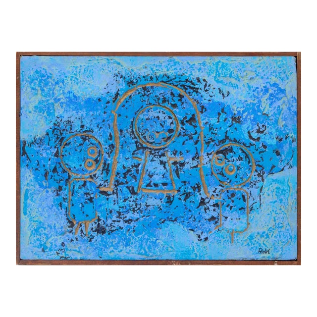 Al Robi Figural Abstraction Mixed Media on Canvas For Sale