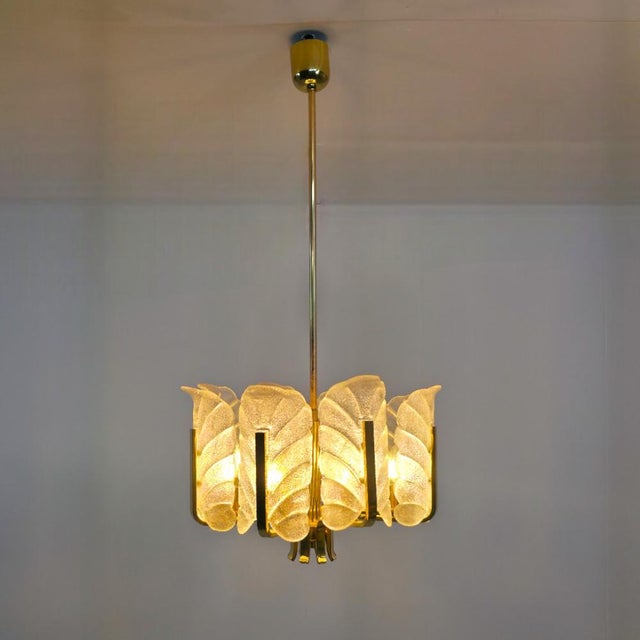 Murano Glass Leaf and Brass 8-Light Chandelier by Carl Fagerlund for JBS For Sale - Image 11 of 13