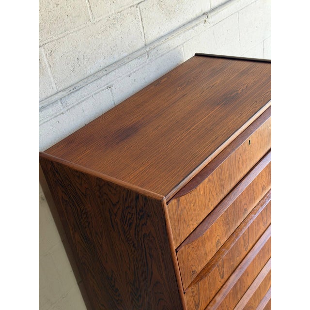 Wood Rosewood Tall 6-Drawer Dresser Danish Mid-Century Modern High Chest 1960s For Sale - Image 7 of 11