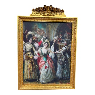 Late 20th Parisian Ballroom Gold Wood Art Frame For Sale