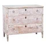 19th Century Swedish Painted Pine Chest of Three Drawers For Sale
