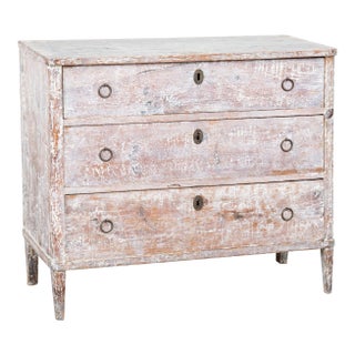 19th Century Swedish Painted Pine Chest of Three Drawers For Sale
