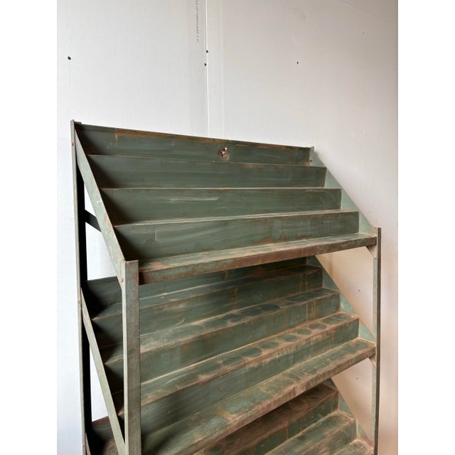 Vintage Industrial Metal Shop Display Shelving Unit For Sale - Image 11 of 12