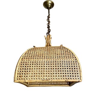 Rattan Cane Pendant Light, 1970s For Sale