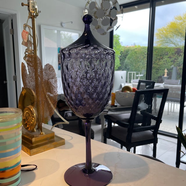 Purple 60s Glass Jar With Lid For Sale In Palm Springs - Image 6 of 7