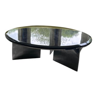 Roche Bobois Alto Low Round Aluminium and Wood Coffee Table For Sale