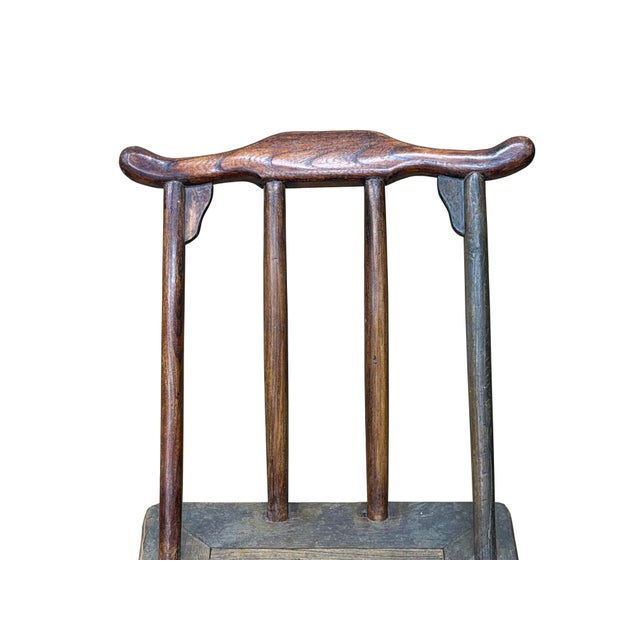 Coffee Vintage Rustic Patina Small Low Wood Bench Stool Table W Back For Sale - Image 8 of 9