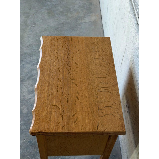 Solid Oak Small Two-Drawer Dresser With Sculpted Fronts and Turned Legs Traditional Vintage 1970s For Sale In Los Angeles - Image 6 of 9